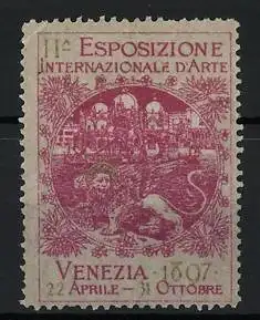 Reklamemarke Venedig, II Esposizione Internazionale d`Arte 1907, Löwe von San Marco