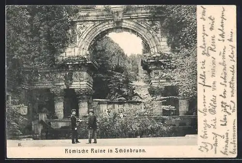 AK Wien, Schönbrunn, Überwachsene Römische Ruine