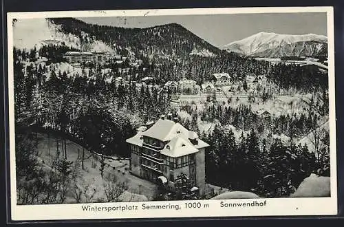 AK Semmering, Ortsansicht mit Sonnwendhof im Winter