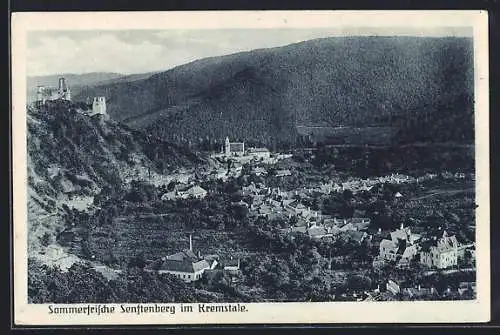 AK Senftenberg im Kremstal, Gesamtansicht mit Burg aus der Vogelschau