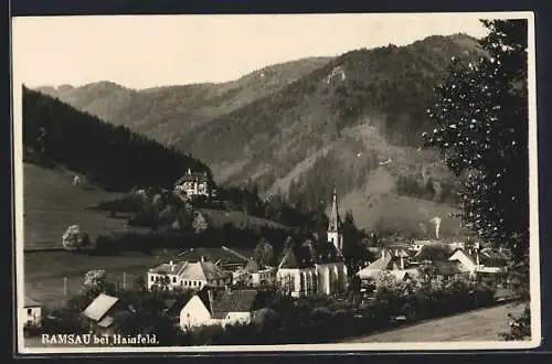 AK Ramsau bei Hainfeld, Ortsansicht mit Bergpanorama