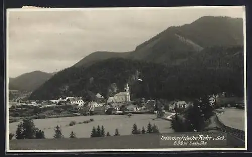 AK Rohr i. Geb., Ortsansicht mit Bergpanorama aus der Vogelschau