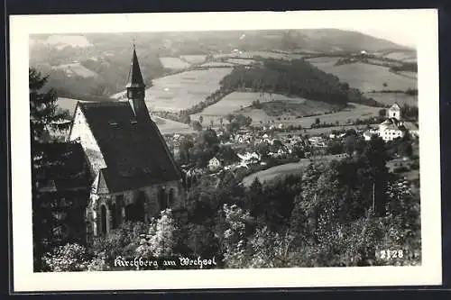 AK Kirchberg am Wechsel, Ortsansicht mit Kirche und Umgebung