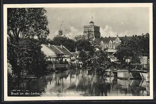 AK Bruck a. d. Leitha, Leithapartie mit Schloss