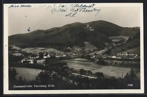 AK Thernberg /N.Oe., Ortsansicht mit Friedhof