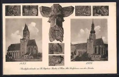 AK Baden b. Wien, Stadtparrkirche 1477 u. 1926, Alte Skkulpturen von der Kirche