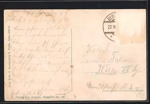 AK Gloggnitz /N. Oe., Teilansicht mit Bergen