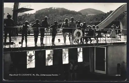 AK Gloggnitz /N. Oe., Alpenbad, Unterwasserfenster