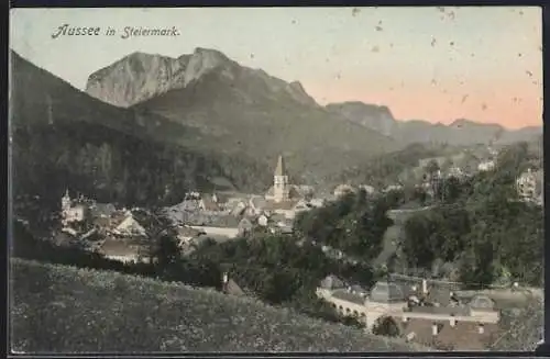 AK Aussee in Steiermark, Ortsansicht gegen die Berge