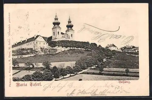 AK Maria-Taferl, Wallfahrtskirche mit Bussweg