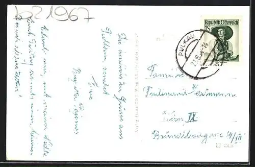 AK Pulkau /N. Oe., Mechaniker Johann Duben am Gemeindeamt, Ortspartien, Gesamtansicht