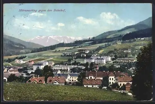 AK Mürzzuschlag, Ansicht gegen den Bahnhof