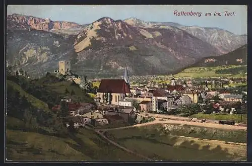 AK Rattenberg am Inn, Teilansicht mit Kirche