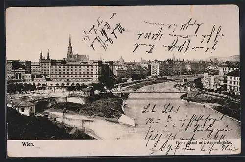 AK Wien, Donaukanal mit Aspernbrücke