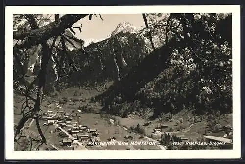 AK Parthenen /Montafon, Ortsansicht vom Berg aus