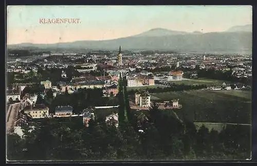 AK Klagenfurt, Totalansicht gegen die Berge