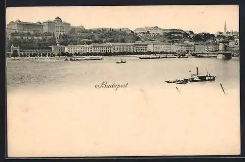 AK Budapest, Panoramablick über den Fluss