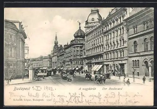 AK Budapest, Geschäftiges Treiben auf dem Boulevard