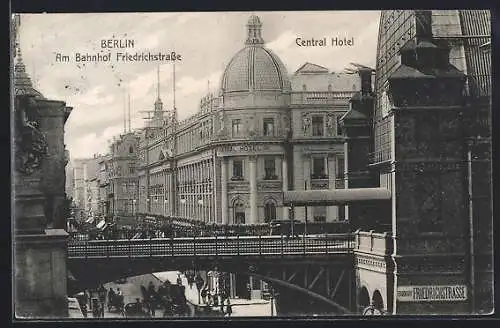 AK Berlin, Blick auf Bahnhof Friedrichstrasse