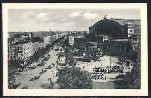 AK Berlin-Kreuzberg, Königgrätzer Strasse und Anhalter Bahnhof