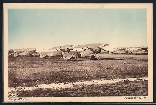 AK Groupe d`Avions, Flugzeuge auf Rollfeld