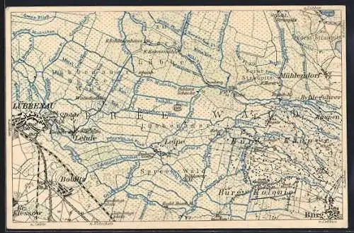 AK Lübbenau, Landkarte vom Spreewald