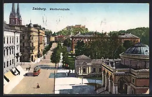 AK Salzburg, Strassenbahnverkehr auf der Westbahnstrasse