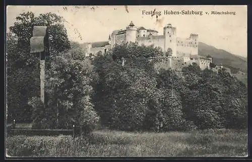 AK Salzburg, Festung Hohen Salzburg vom Mönchsberg