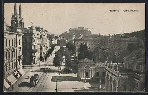 AK Salzburg, Westbahnstrasse mit Strassenbahn