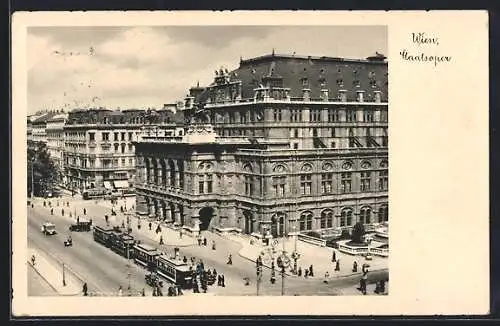 AK Wien, Strassenbahnen an der Staatsoper