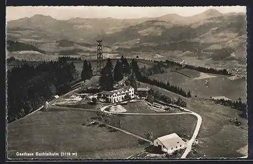 AK Bachtel, Das Gasthaus aus der Vogelschau, Inh. Karl Späni