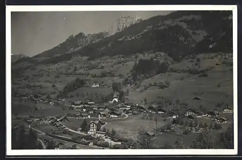 AK Erlenbach i. S., Ortsansicht mit Berglandschaft