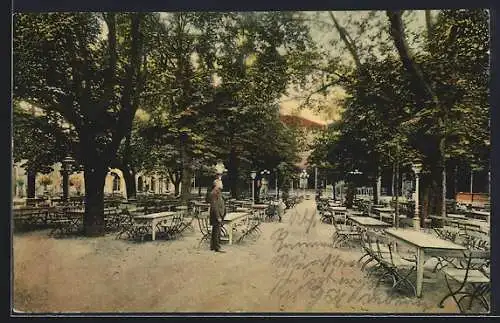 AK Würzburg, Gasthaus Huttenscher Garten, Kaffeetische