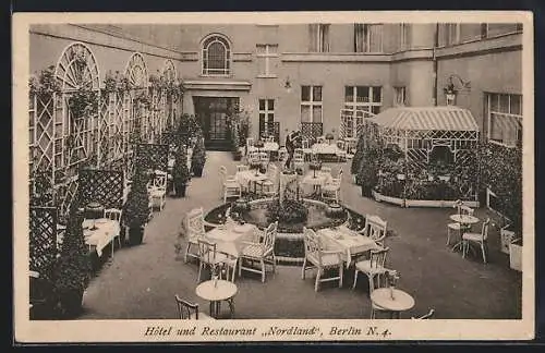 AK Berlin, Hotel und Restaurant Nordland, Invalidenstrasse 115, Sitze im Freien