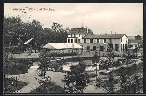 AK Grasleben i. Br., Waldsanatorium und Kurhaus mit Park und Teichen