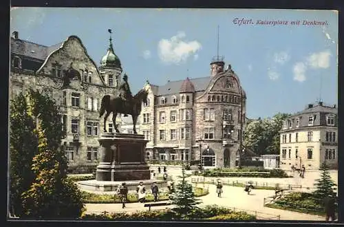 AK Erfurt, Kaiserplatz mit Denkmal