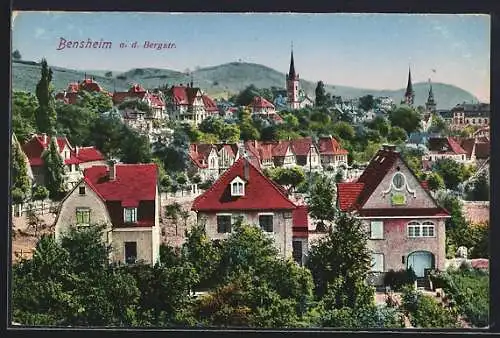 AK Bensheim a. d. Bergstrasse, Ortsansicht mit Kirche