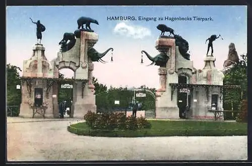 AK Hamburg, Eingang zu Hagenbeck`s Tierpark