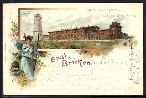 Lithographie Brocken, Hotel von Louis Brünnig