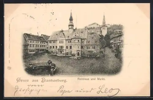 AK Blankenburg / Harz, Rathaus und Markt