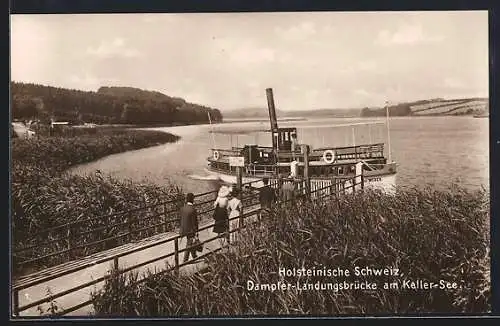 AK Eutin, Dampfer-Landungsbrücke am Keller-See