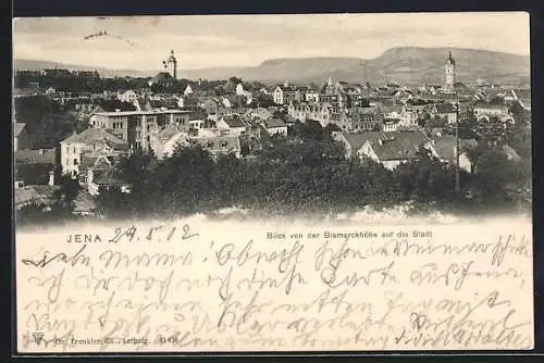 AK Jena, Panoramablick von der Bismarckhöhe auf die Stadt