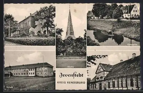 AK Jevenstedt, Altersheim, Schule, Kirche, Ortspartie