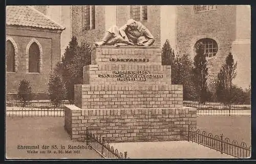 AK Rendsburg, Ehrenmal der 85., Weihe 1923