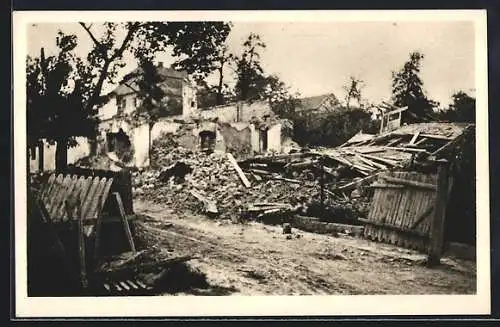 AK Velká Polom, zerstörtes Haus