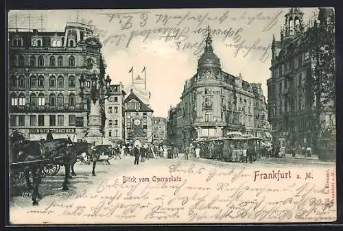 AK Frankfurt /Main, Blick vom Opernplatz zur Strassenbahn