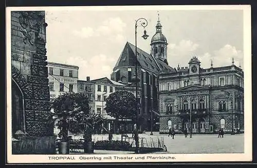 AK Troppau, Theater und Pfarrkirche