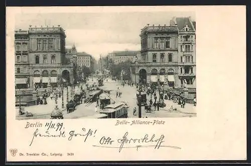 AK Berlin-Kreuzberg, Belle-Alliance-Platz, Strassenbahnen