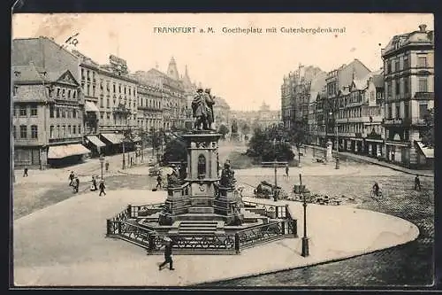 AK Frankfurt /Main, Goetheplatz mit Gutenbergdenkmal, Zahnarzt Sietas