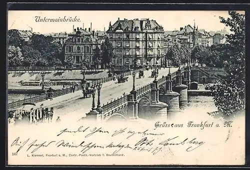 AK Frankfurt /Main, Pferdebahn auf der Untermainbrücke mit Hofstrasse